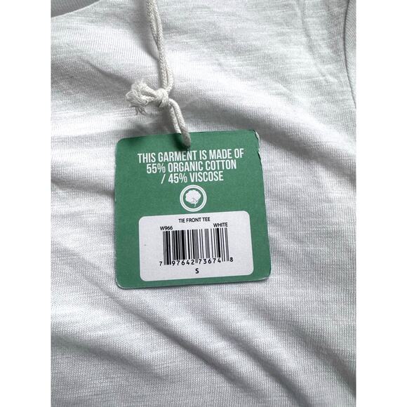 Green Envy Women’s White Tie Front T-Shirt NWT Size Small Organic Cotton - Picture 4 of 4